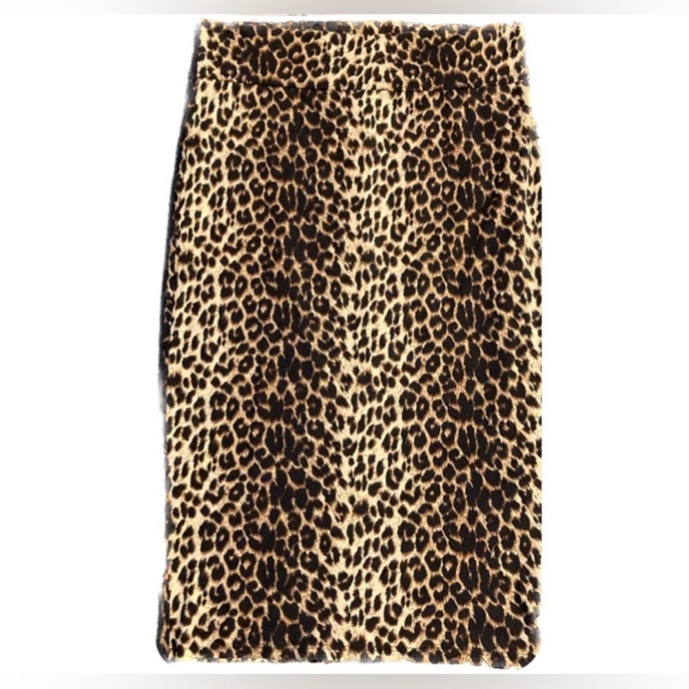 A13 Lily White Womens Pencil Skirt Cheetah Leopard Brown Black Knee Length Small